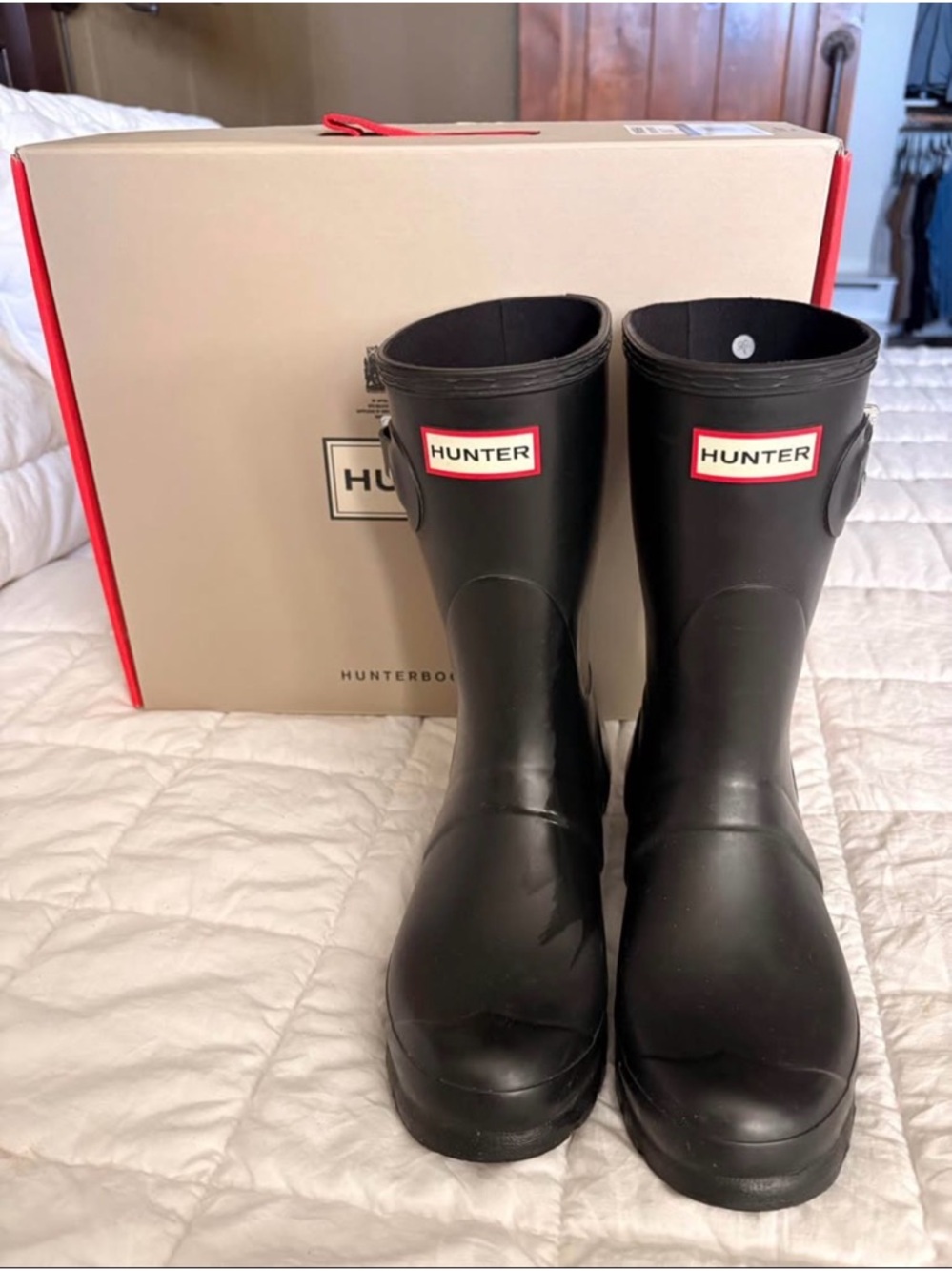 Hunter Original Short Rain Boots Black Women’s Size 7 - Picture 2 of 8